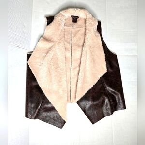 Multiples Sleeveless Faux Leather and Fur Vest
